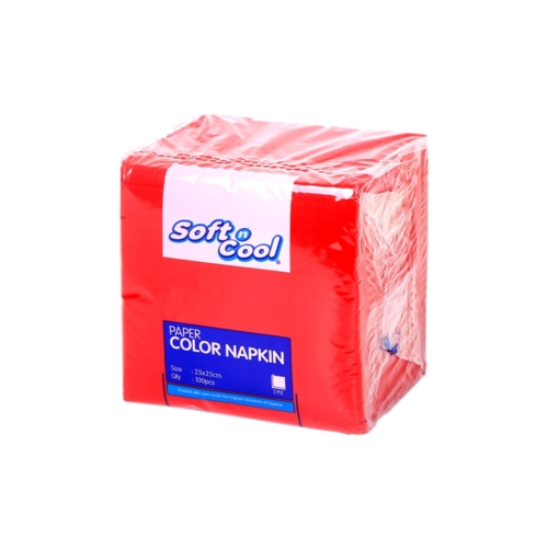 Soft N Cool Red Napkin 25 X 25 Cm 100 Pieces X 24 Pkt