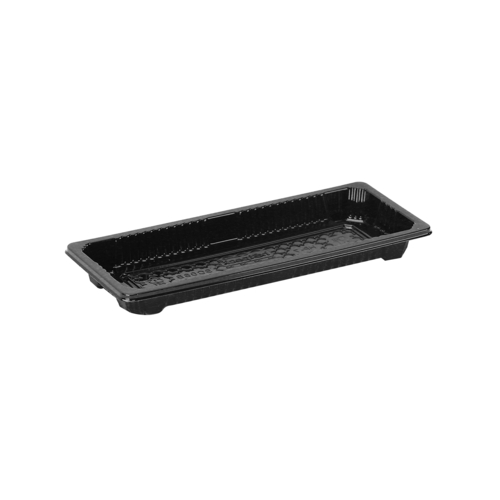 Black Sushi Container 220 X 60 X 21 Mm Base With Lid 500 Pieces