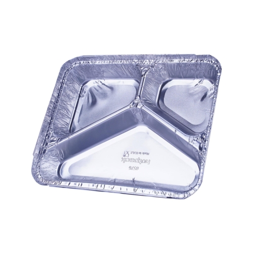 Aluminium Container 3 Compartment Base With Lid 225X177X30Mm 500 Pieces