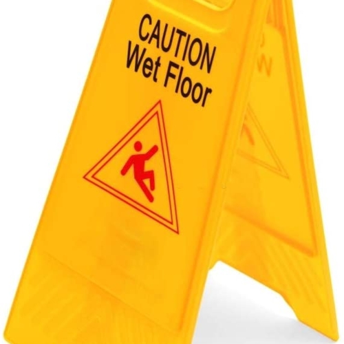 CAUTION - WET FLOOR, FOLDABLE SIGN BOARD, 26", 2-Sided, Yellow,