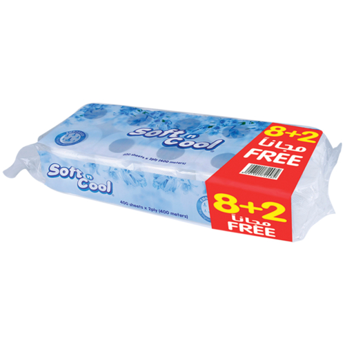 Soft N Cool Toilet Roll (400 Sheets X 2 Ply ) 8+2 Rolls X Pack Of 10
