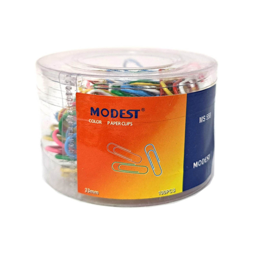 Modest Ms558 Paper Clips, 33Mm, Assorted Color, 100Pcs/Pack