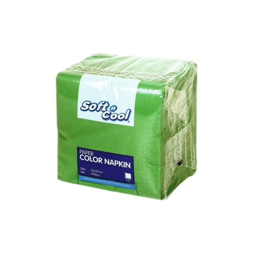 Soft N Cool Green Napkin 25 X 25 Cm 100 Pieces X 24 Pkt